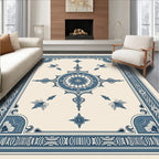 Classic Blue Floral Medallion Border Rug