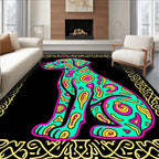 Vibrant Teal Abstract Dog Frame Rug