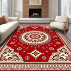 Bold Red Sunburst Medallion Rug