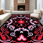 Crimson Pink Floral Starburst Medallion Rug