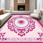 Enchanting Pink Floral Oval Medallion Rug