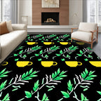Yellow Cups with Green Leaf Sprigs Rug