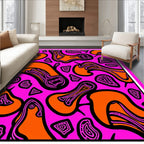 Vibrant Pink Orange Swirl Abstract Rug