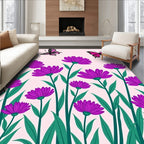 Vibrant Pink Butterfly Purple Floral Rug