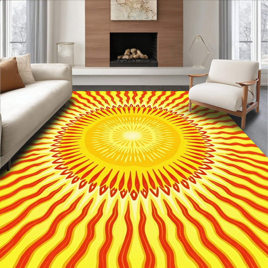 Radiant Burst Yellow Orange Rays Rug