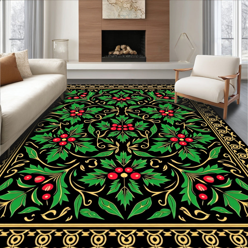 Emerald Berry Holly Garland Rug