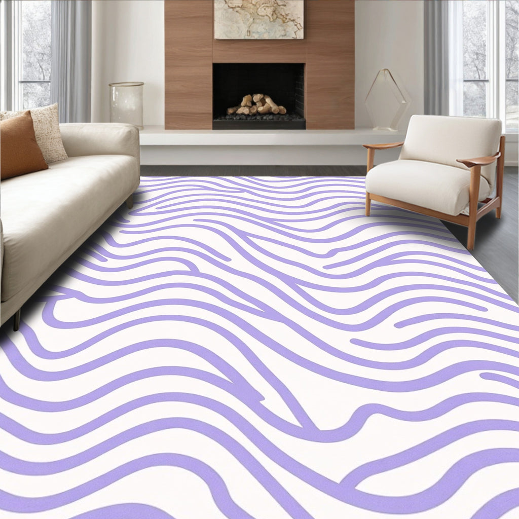 Pastel Purple Wavy Lines Rug