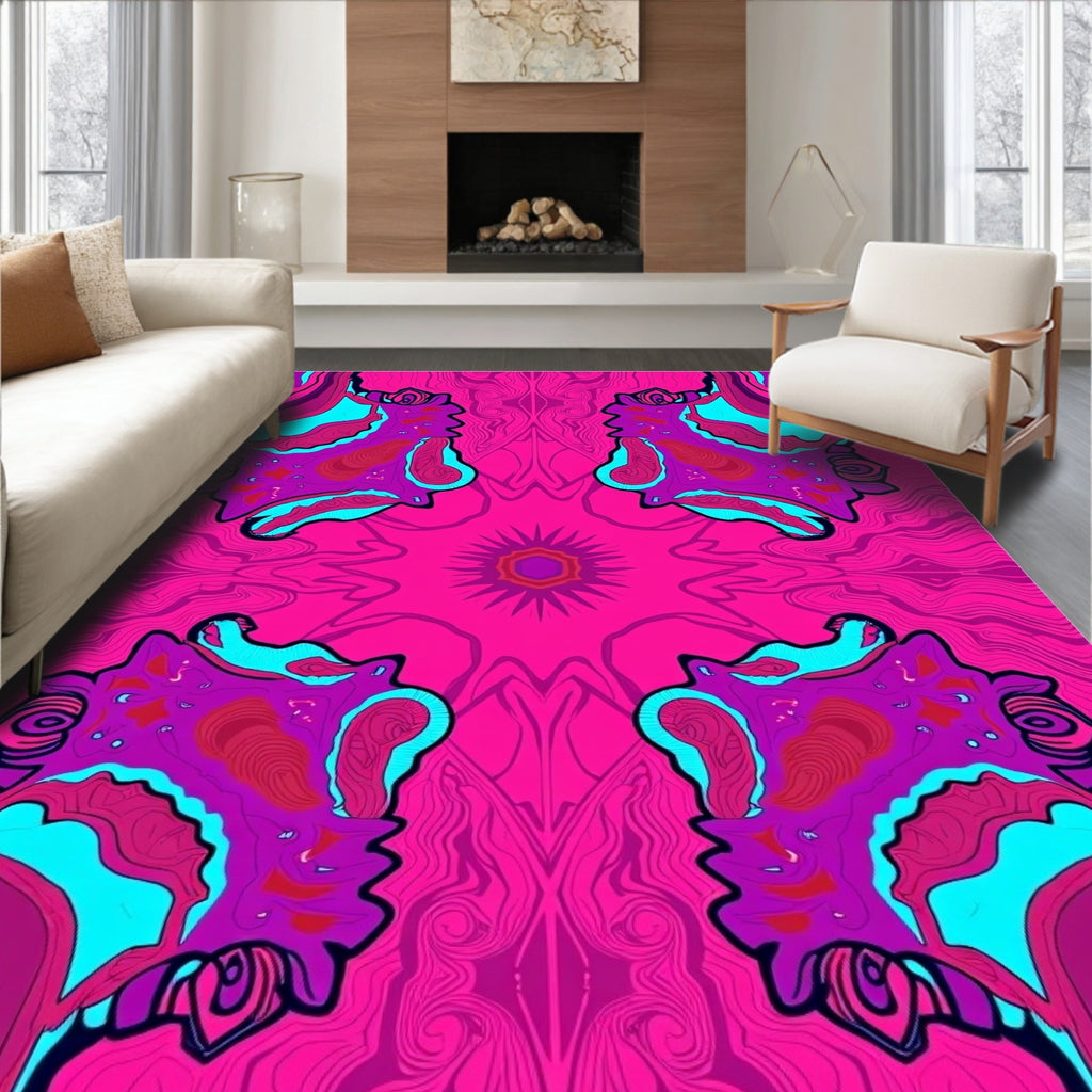 Psychedelic Pink Purple Face Swirl Rug