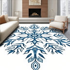 Deep Blue Symmetric Floral Medallion Rug