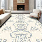 Light Blue Damask Scroll Ornament Rug