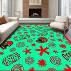 Red Helmets Teal Abstract Sport Rug