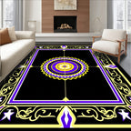 Bold Purple Yellow Sunburst Medallion Rug