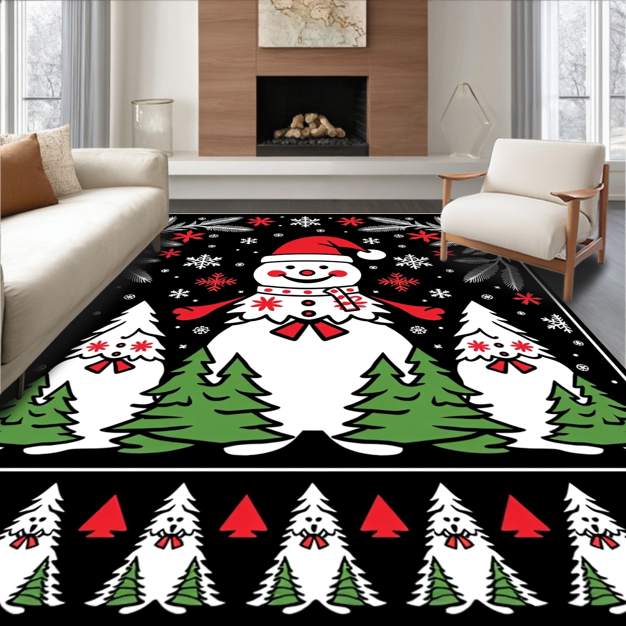 Charming Snowman Forest Wonderland Rug