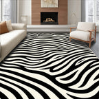 Bold Black White Animal Stripe Rug