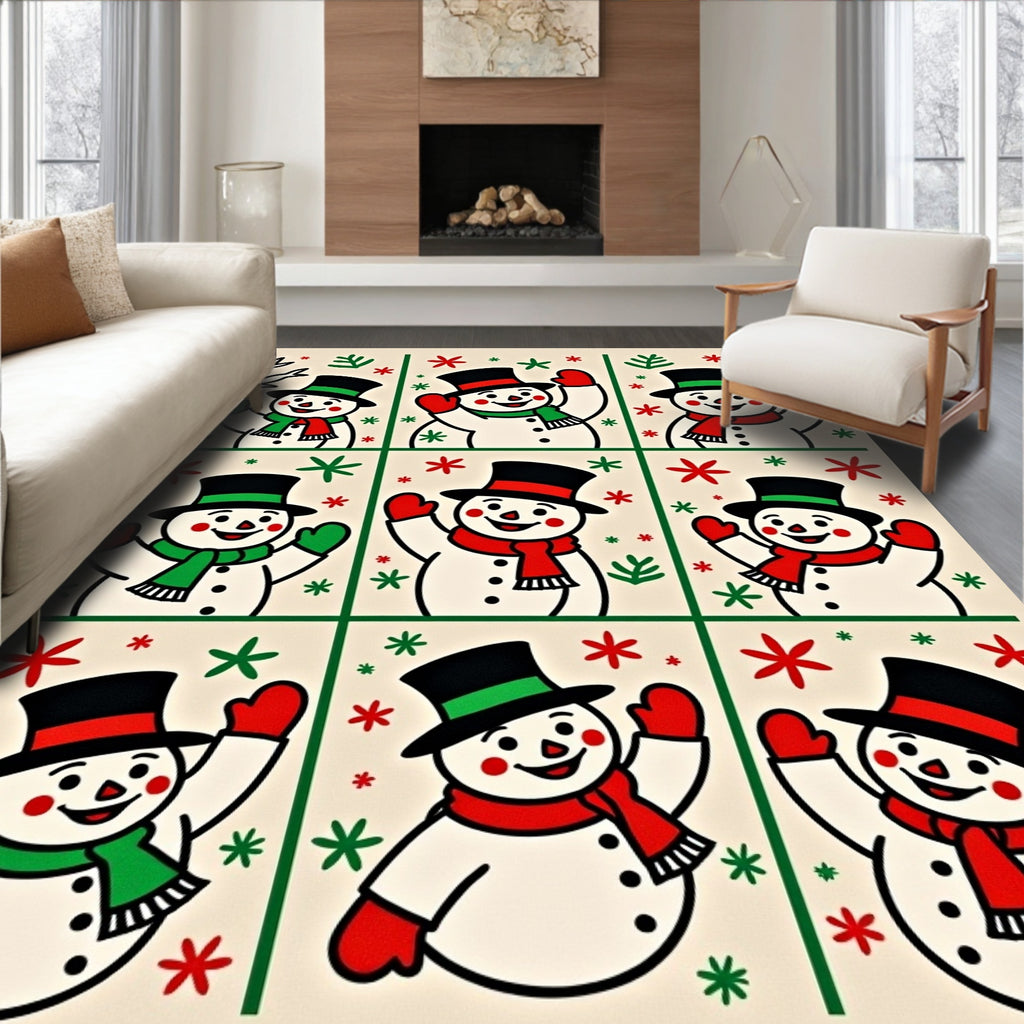 Festive Snowmen Christmas Garland Rug