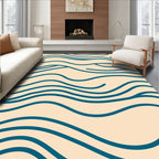 Deep Teal Wavy Lines Rug