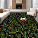 Whimsical Orange Cat Pine Branch Rug