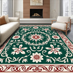 Deep Emerald Floral Vine Medallion Rug