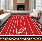 Red Stripe Calligraphy Floral Border Rug