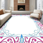 Bold Fuchsia Blue Swirl Floral Border Rug