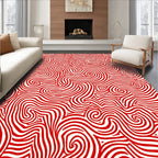 Bold Crimson Swirl Maze Rug