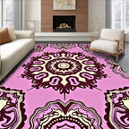 Crimson Mandala Medallion Rose Design Rug