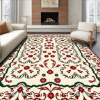 Crimson Ivory Floral Scroll Rug