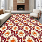 Crimson Orange Sunburst Medallion Rug