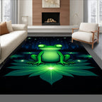 Whimsical Green Frog Night Forest Rug