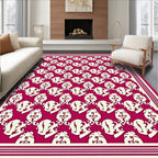Crimson Cream Ornate Scroll Rug