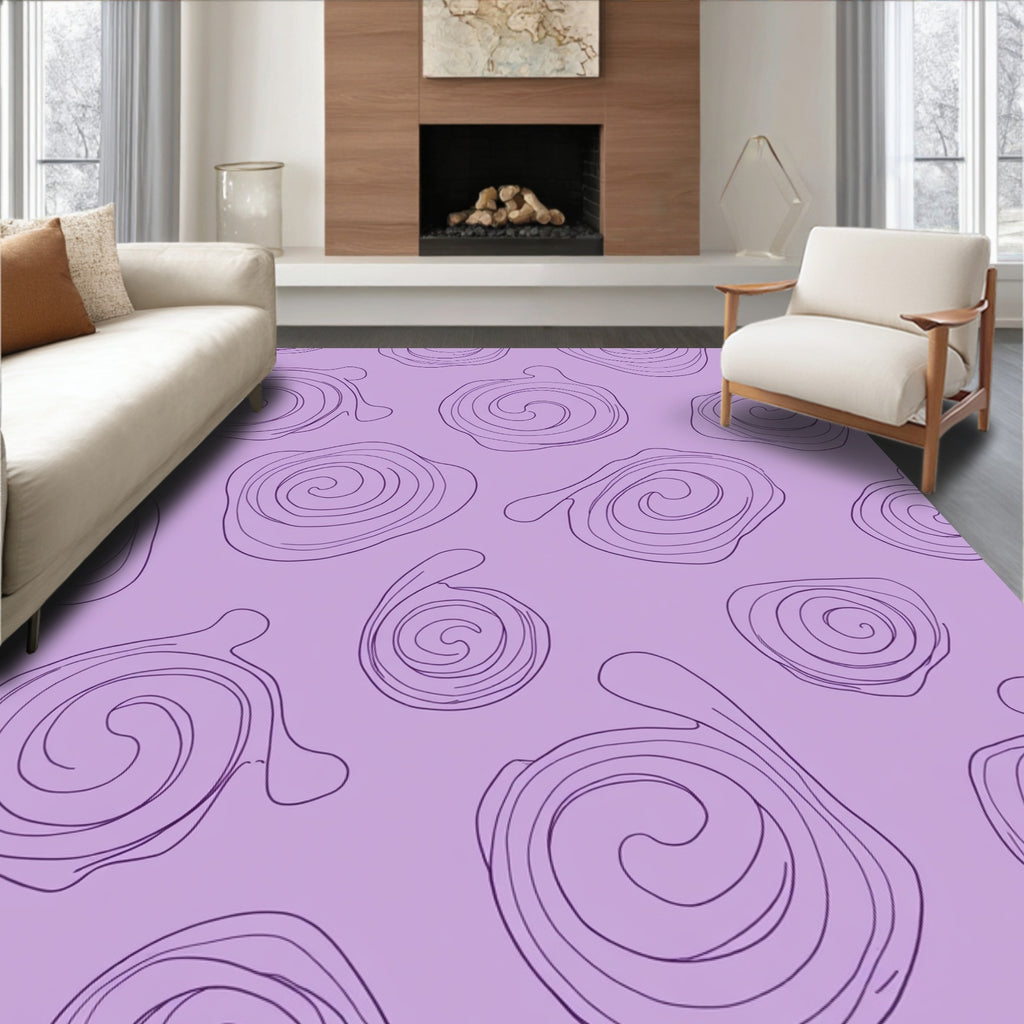 Lavender Swirl Abstract Organic Rug