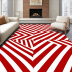 Bold Red Geometric Chevron Layout Rug