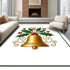 Golden Holly Bell Christmas Swirls Rug