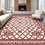 Crimson Floral Lattice Border Rug