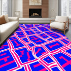 Bold Blue Pink Geometric Fragment Rug