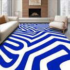 Electric Blue Maze Stripes Rug
