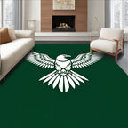 Majestic White Eagle Green Background Rug