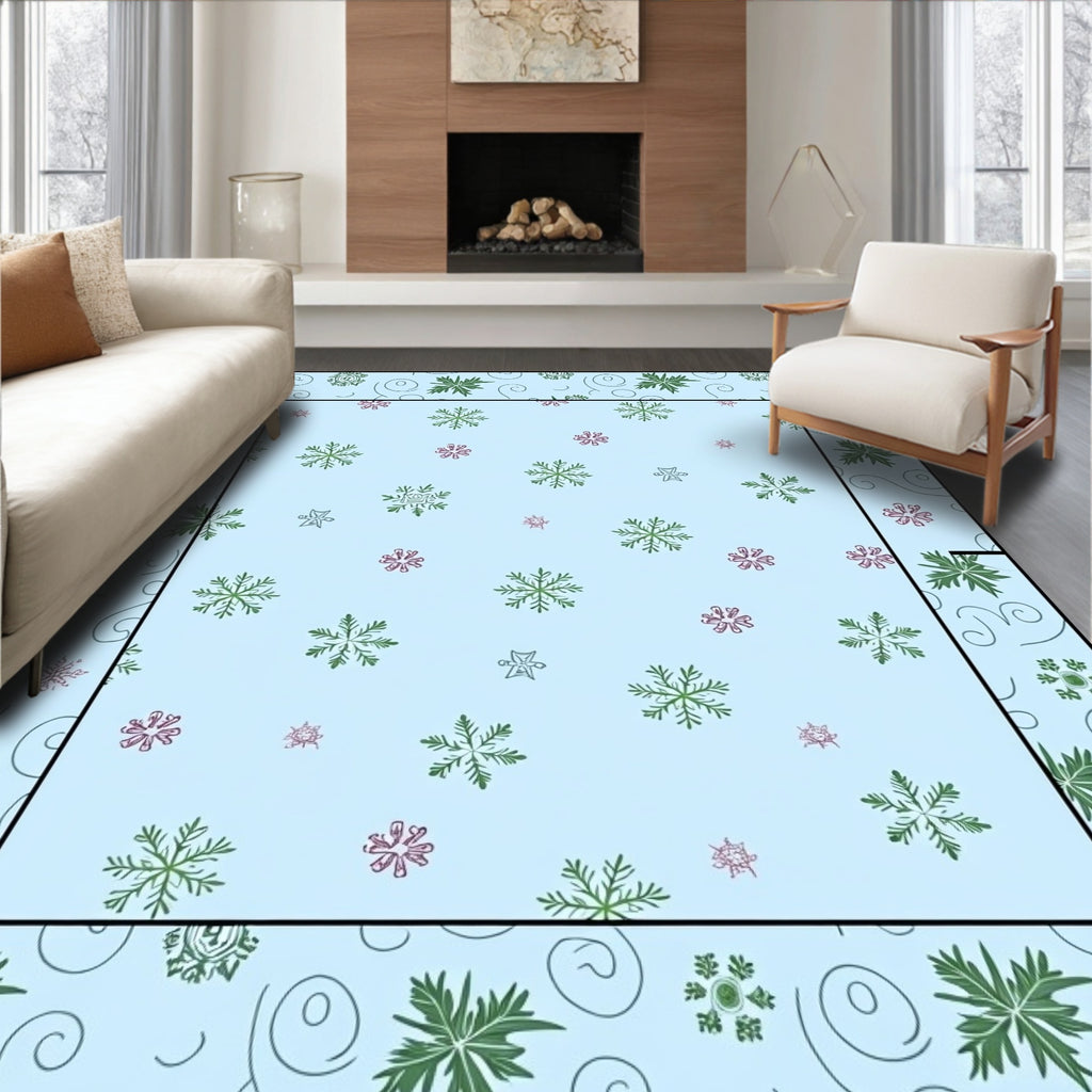 Light Blue Snowflake Winter Wonder Rug