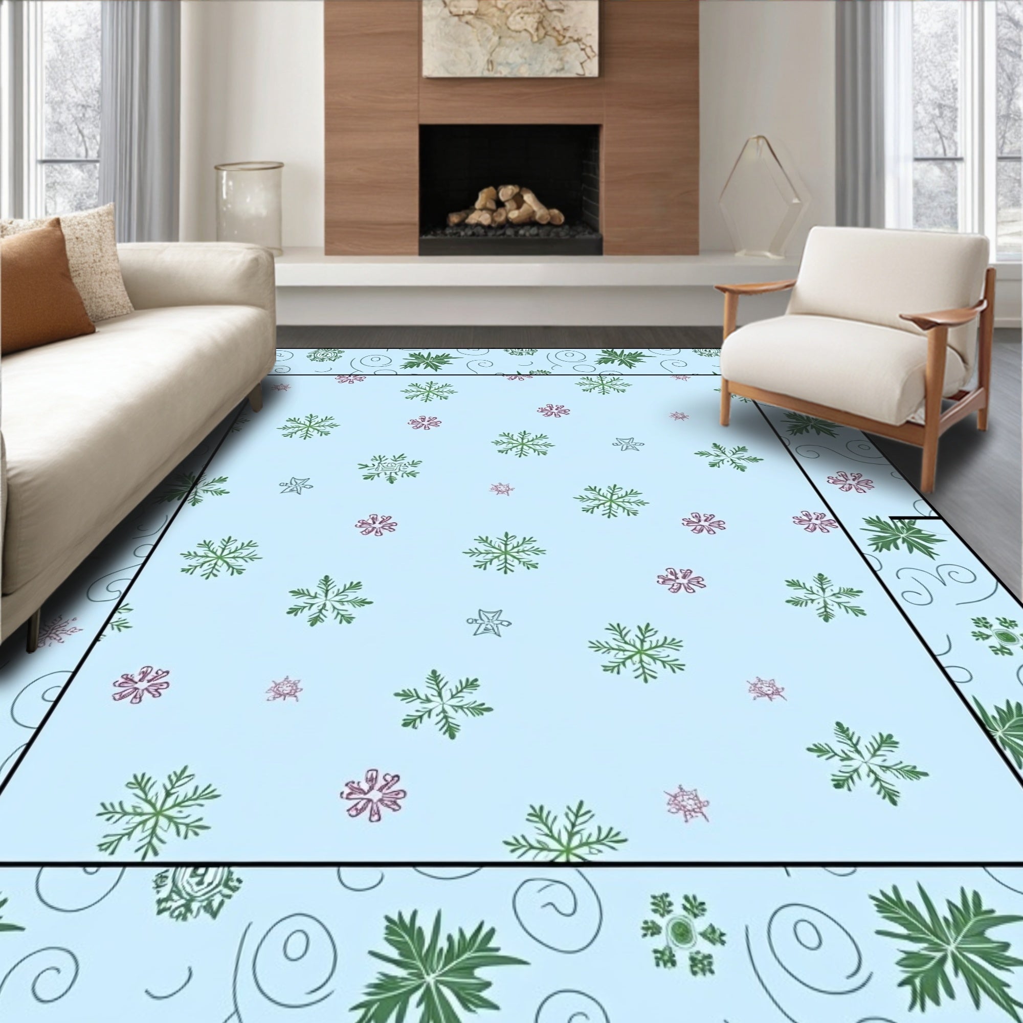 Light Blue Snowflake Winter Wonder Rug