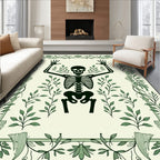 Black Skeleton Botanical Border Rug