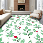 Green Leaf Red Berry Botanical Rug