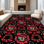Crimson Skull Baroque Floral Rug