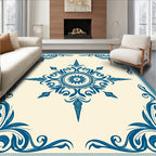 Deep Blue Floral Medallion Scroll Rug