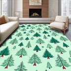 Evergreen Forest Christmas Trees Rug