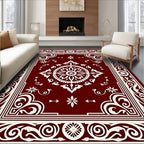 Crimson White Intricate Floral Medallion Rug