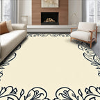Cream Ivory Ornate Scroll Vine Rug