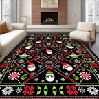 Merry Santa Christmas Floral Border Rug