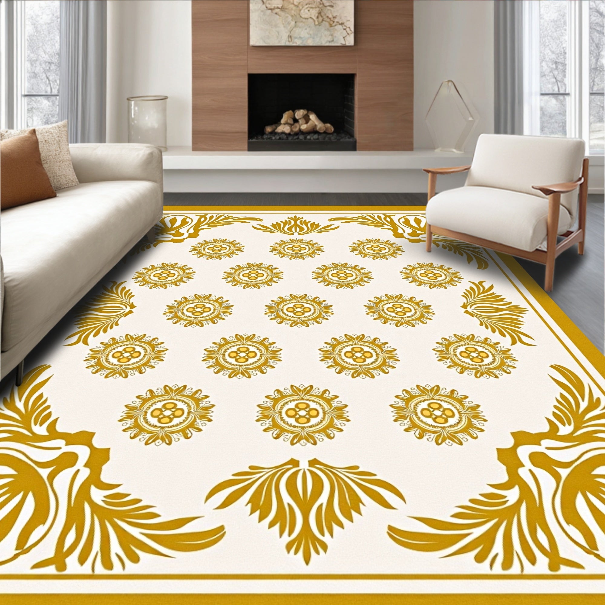Golden Blossom Arrangement Rug