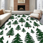 Forest Green Evergreen Trees Repeating Design Rug