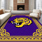 Purple and Yellow Tiger Portrait Border Rug